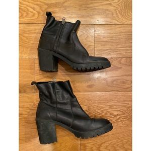 Zara leather booties with exposed zipper